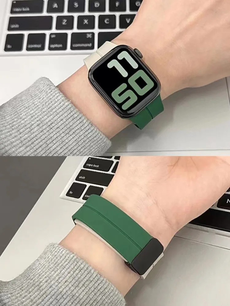 Magnetic Silicone Band iWatch Sports Strap for Apple Watch 11 10 9 8 7 Ultra SE3