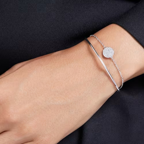 Swarovski Crystal Sublima Bangle Bracelet – White, Rhodium Plated Brand New