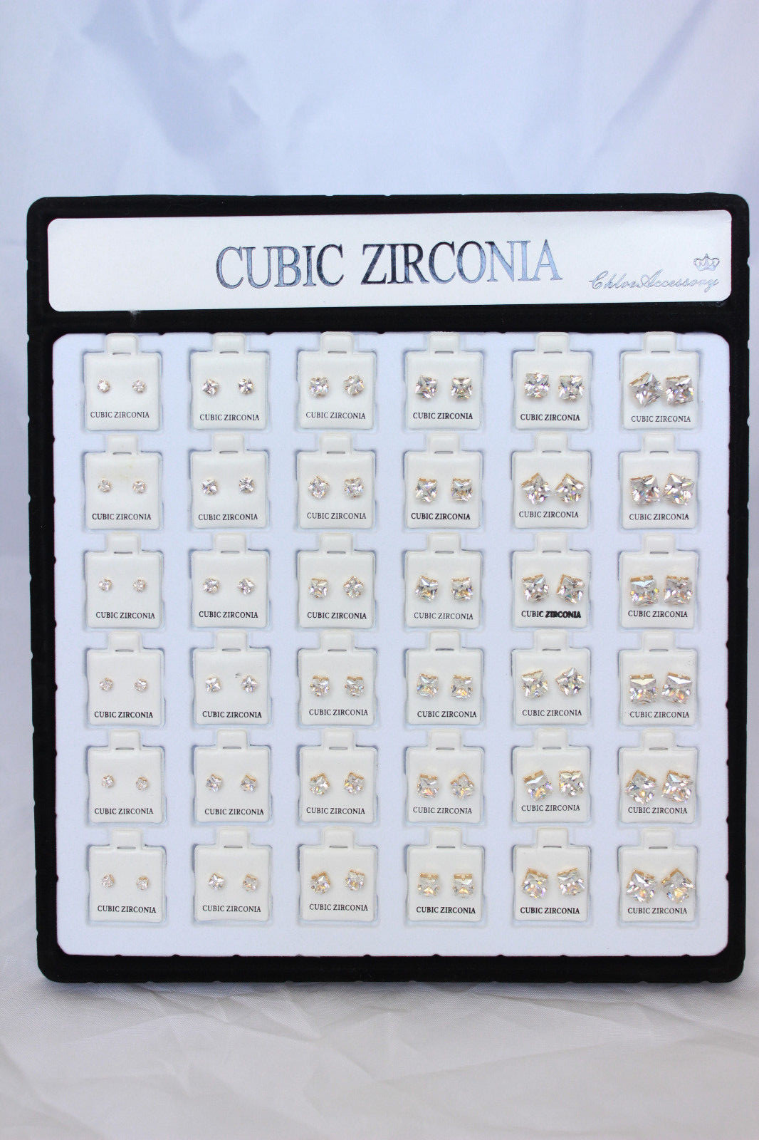 Wholesale Lot 36pcs Cubic Zirconia CZ Earrings Wedding Square Stud GOLD Jewelry