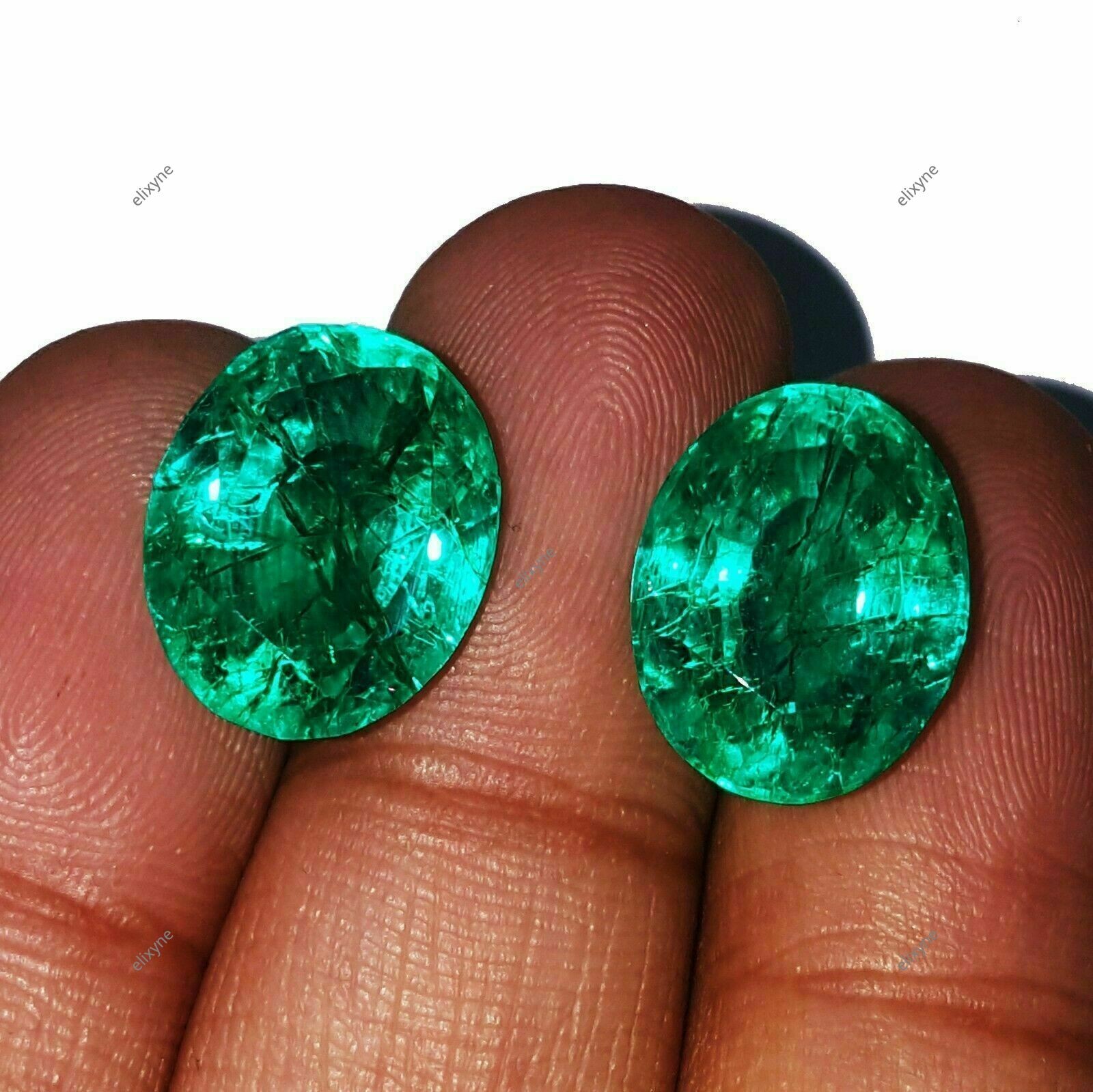 20 Ct Natural Zambian Green Emerald Oval Cut Certified Stunning Gemstone Pair