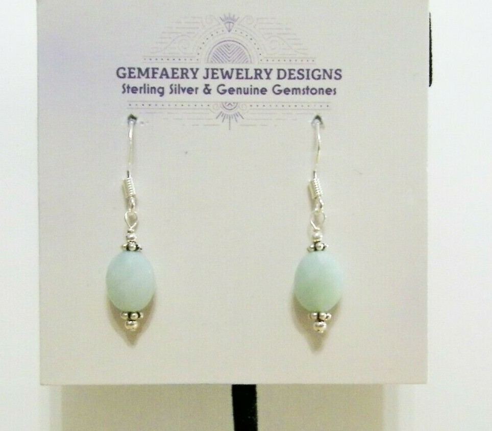 Sterling Silver Faceted AMAZONITE Petite Dangle Earrings #1417…Handmade USA