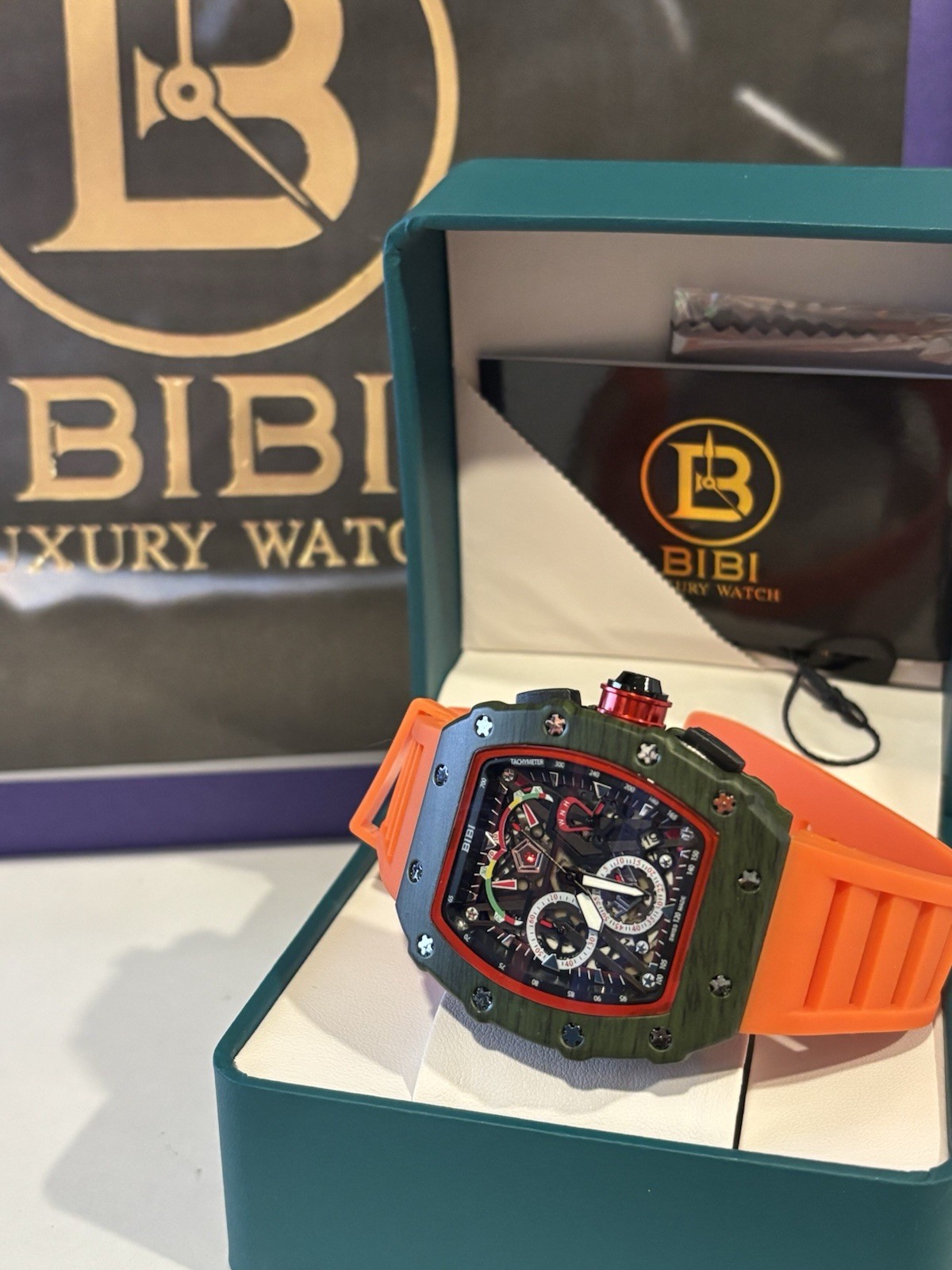 Bibi Luxury Watch Alloy Dial & Silicone Strap (B0128).