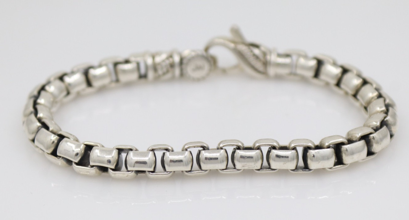 Jai John Hardy Sterling Silver Box Chain Bracelet 8″ – 44.1 Grams