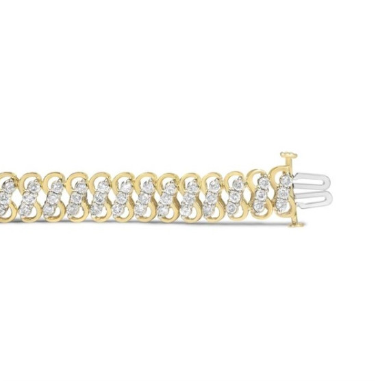10k Solid Yellow Gold 4.0 ctw Diamond S Link Band Tennis Bracelet 7.0” MOTIVATED