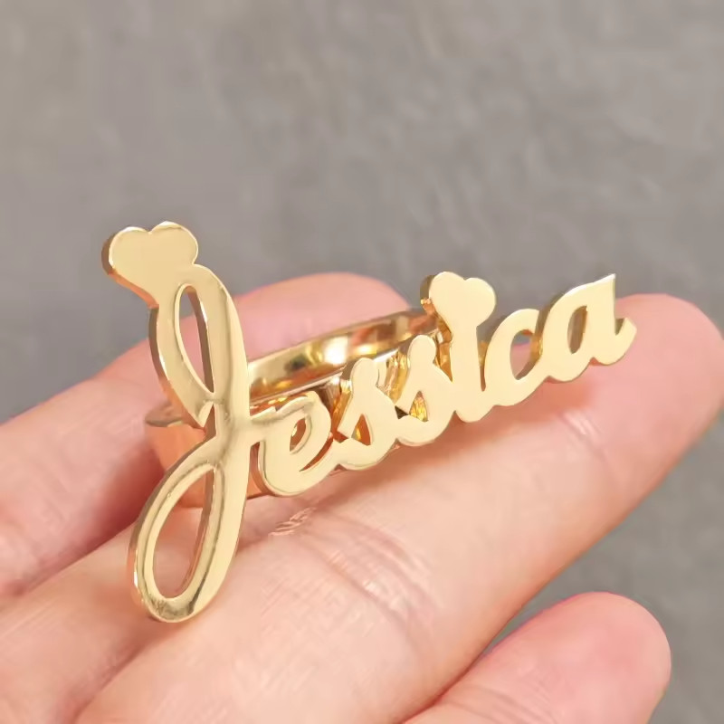 Personalized Name Ring Band Wedding Gift Custom Jewelry Women Gold Silver