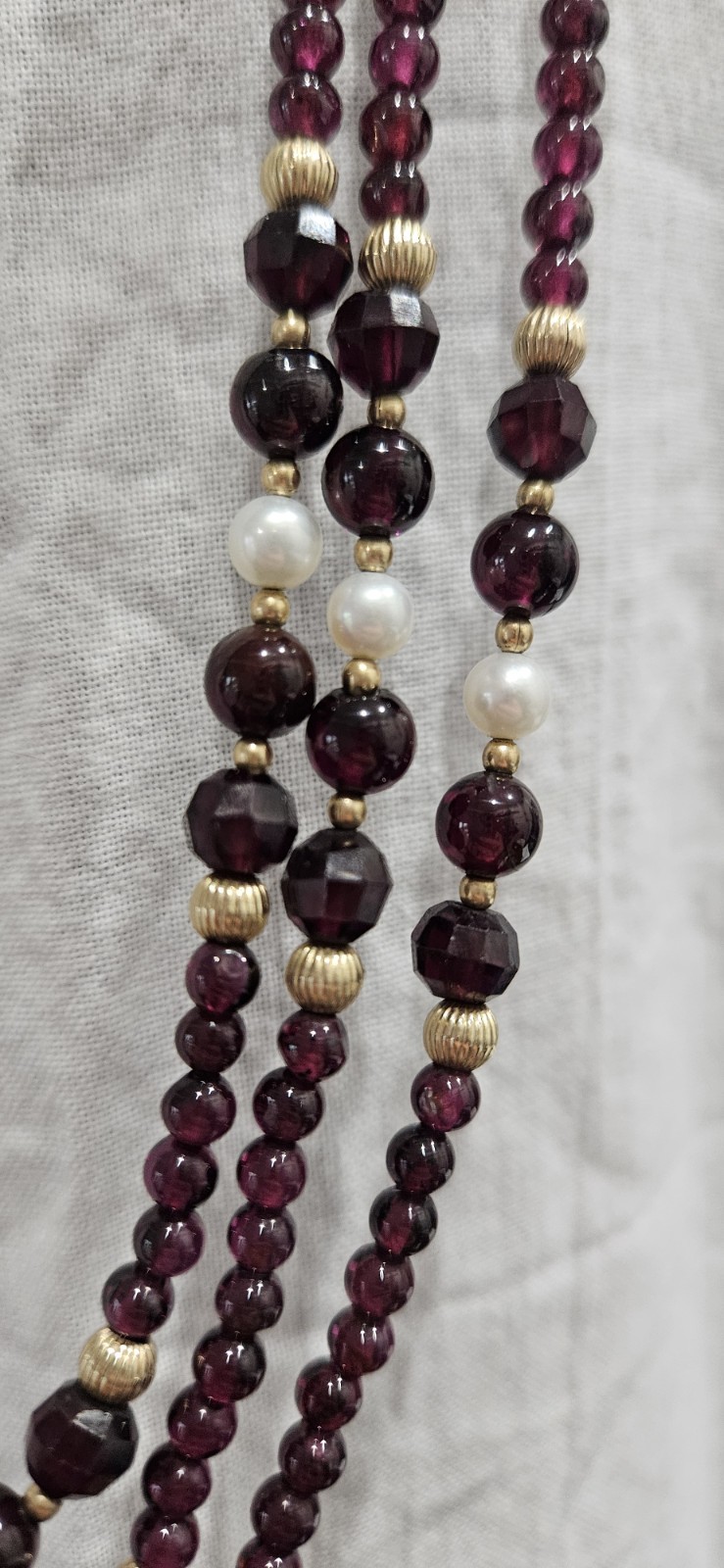 Lot of 4 garnet beaded necklaces different lengths and styles