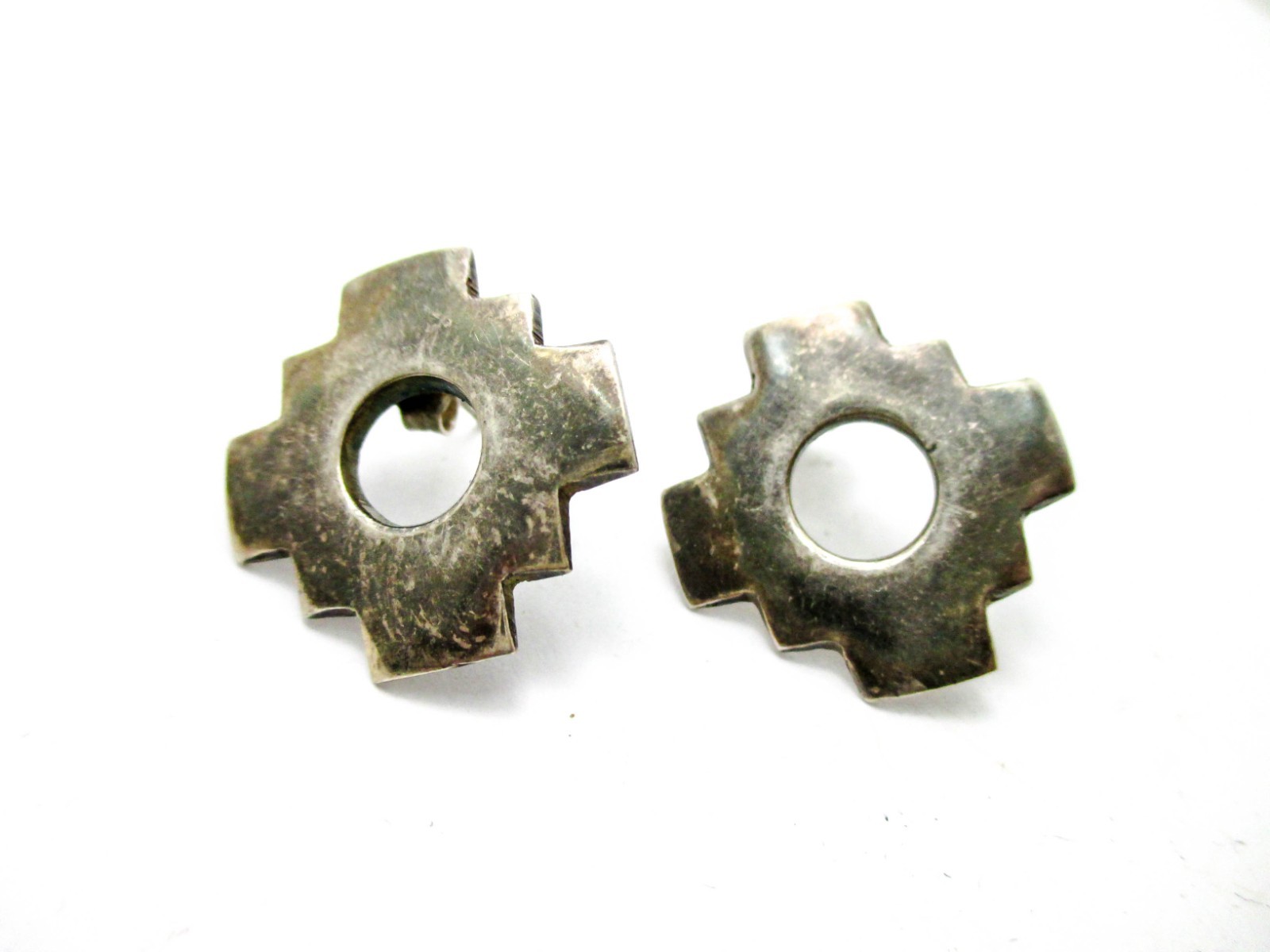 Vintage Sterling Silver Cross Earrings South America Style Jewelry