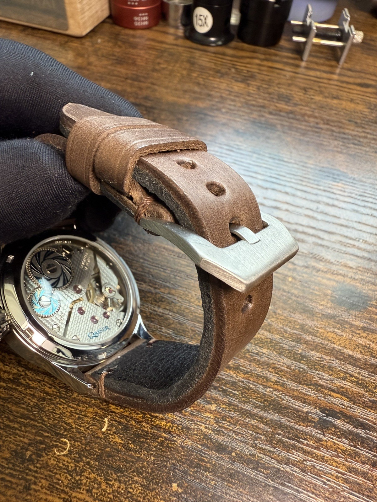 One-of-a-Kind Handmade Swiss ETA 6498 Watch | Sapphire | Leather Strap