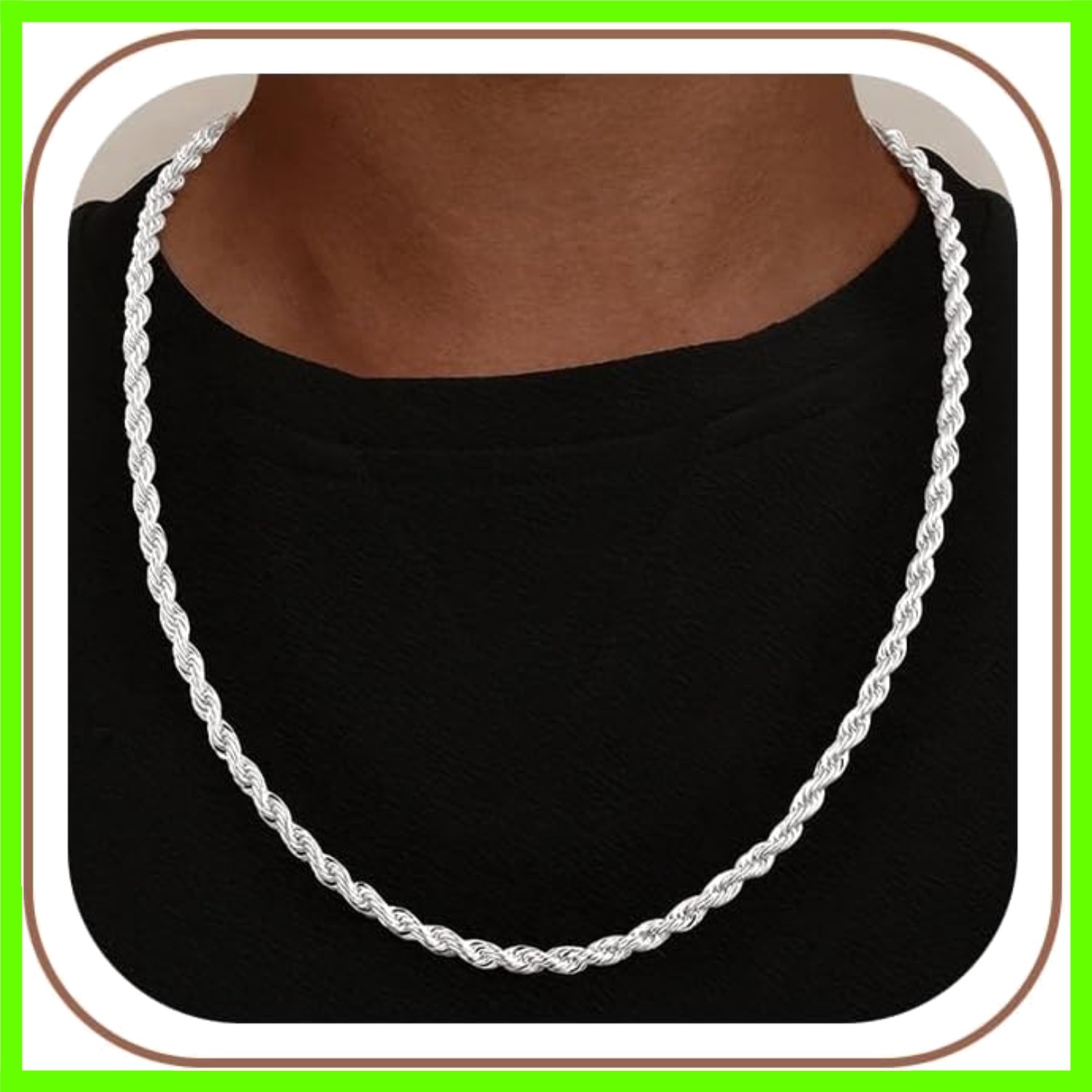 925 Sterling Silver Diamond Cut 3mm 4mm 5mm Rope Chain Exquisite Silver Chain…