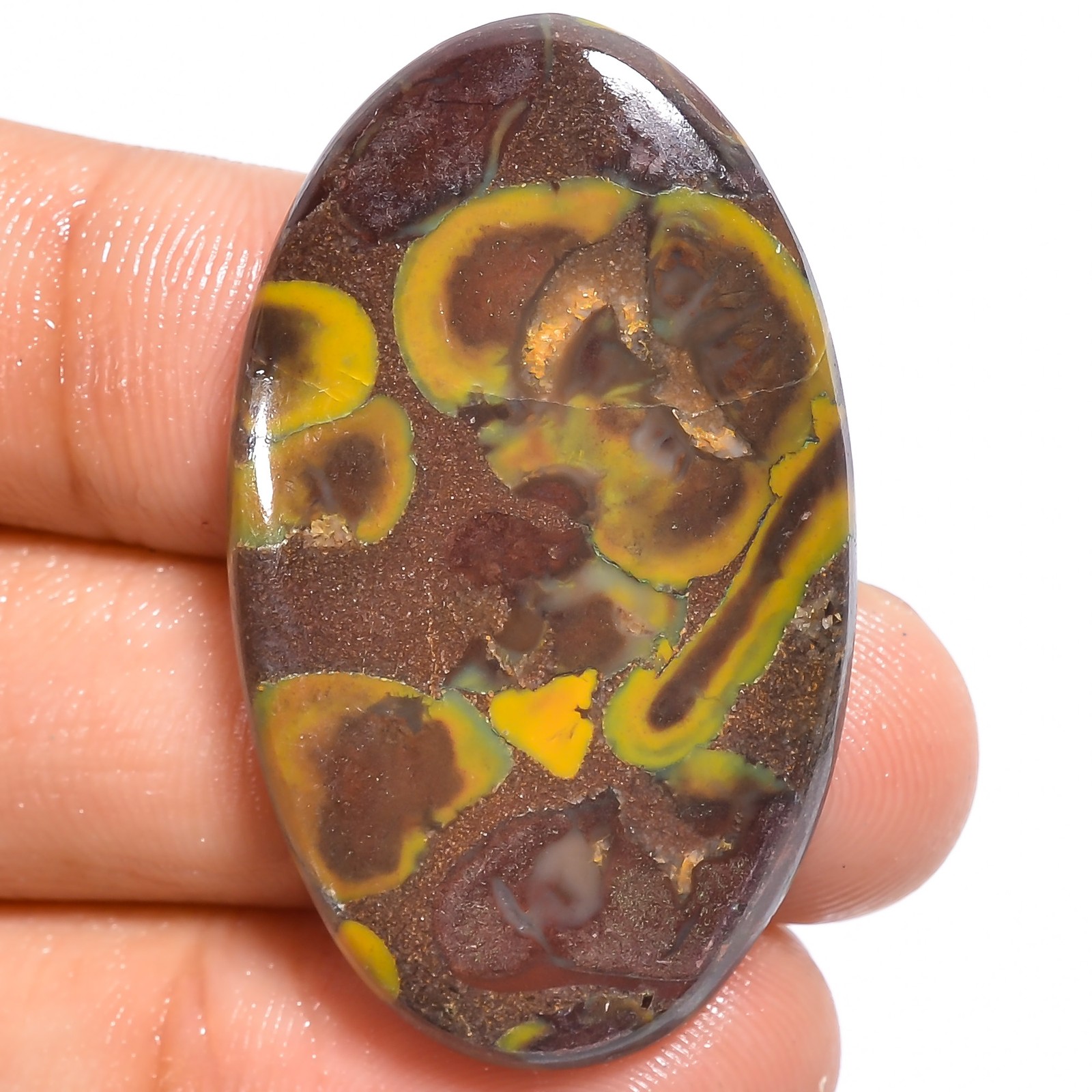 100% Natural Fruit Jasper Oval Shape Cabochon Gemstone 39.5 Ct 40X24X5mm A-10633