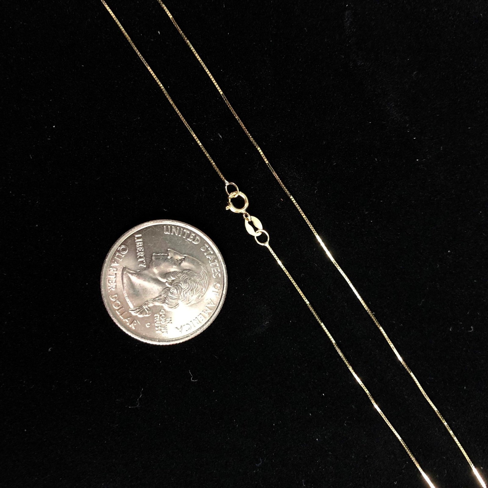 14K Yellow Solid Gold 0.5mm Box Chain Necklace for Layering Everyday Wear