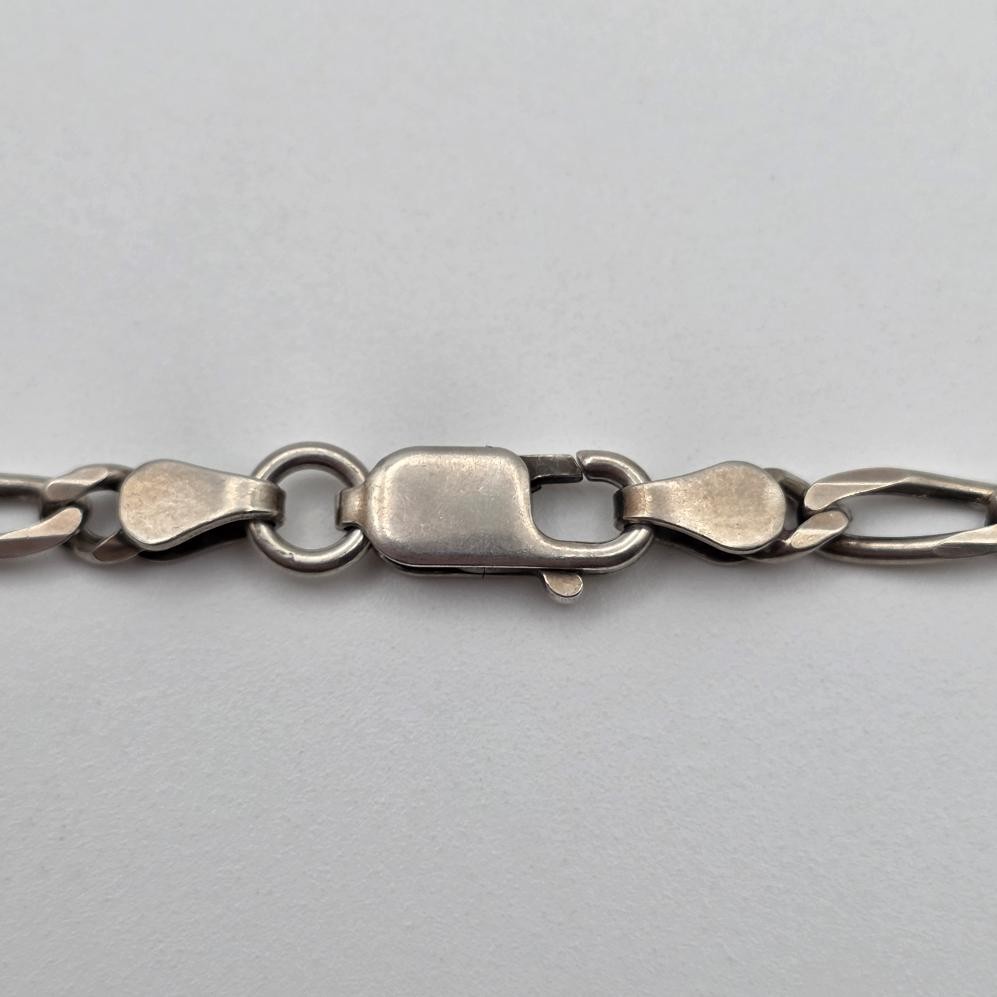 20″ Long 925 Sterling Silver 4mm Thick Diamond-Cut Figaro Link Chain Necklace