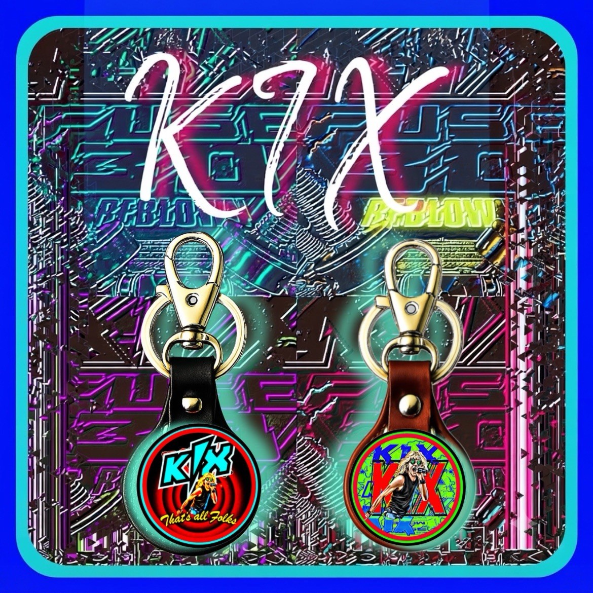 KIX 🇺🇸 ROCK YOUR FACE OFF🇺🇸 TWO LEATHER KEYCHAINS 🇺🇸🤘
