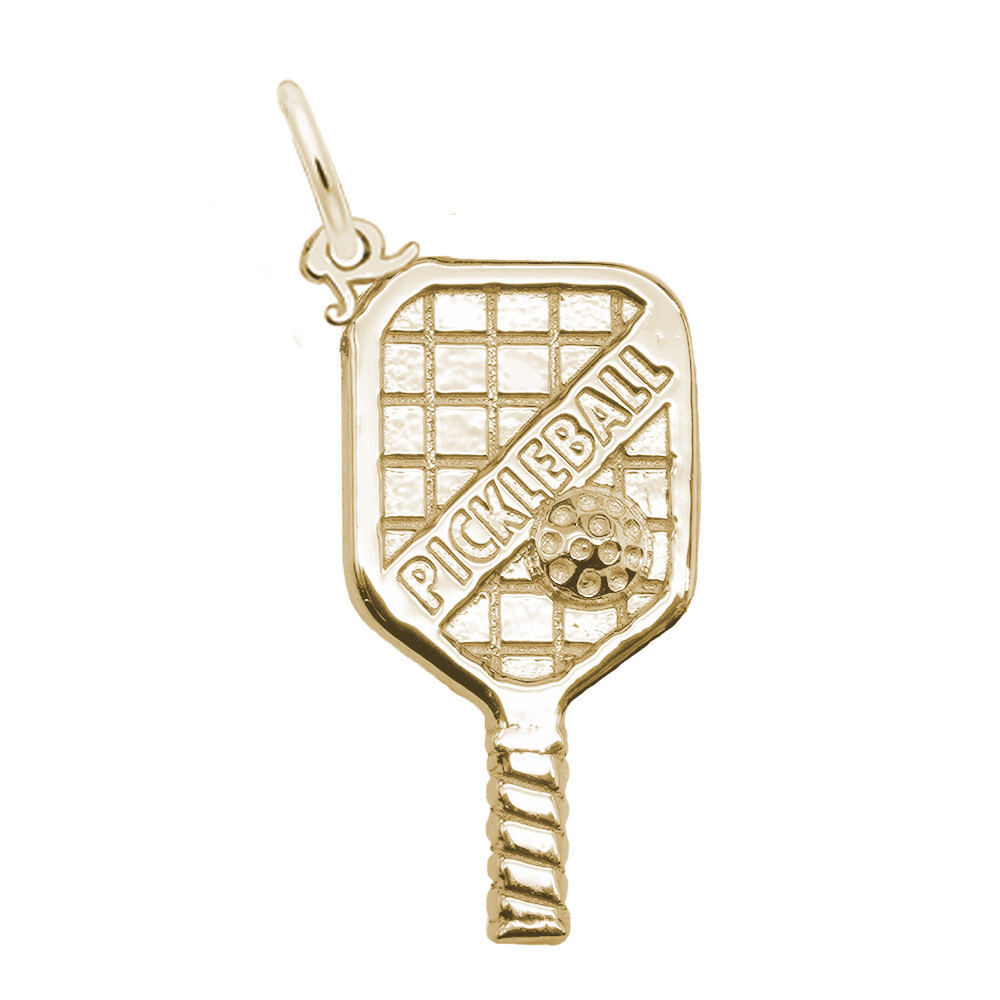 10k or 14k Gold or 925 Silver Medium Lettered Pickleball Paddle Charm Rembrandt