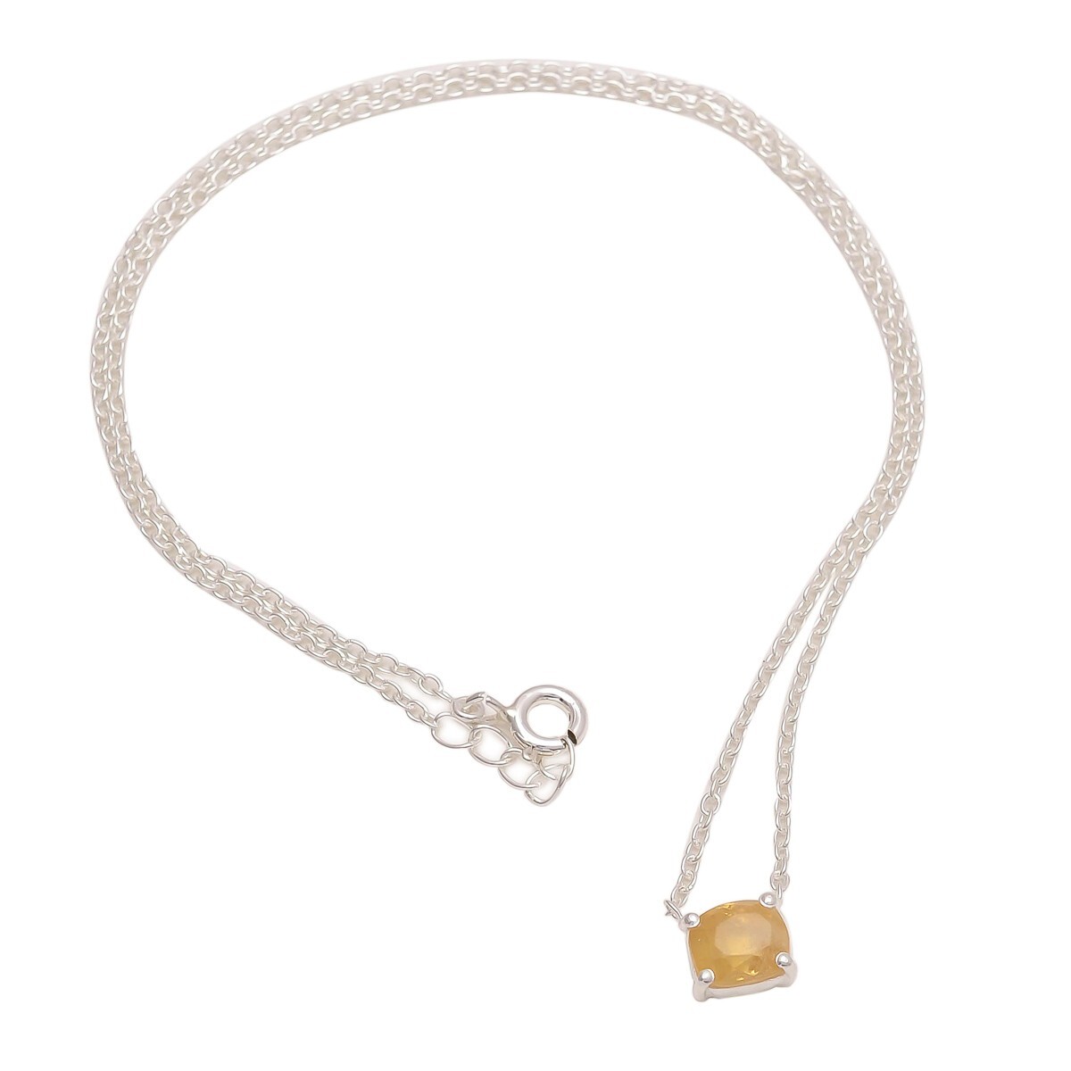 Yellow Sapphire Solitaire Pendant Necklace for Women 925 Sterling Size 20″