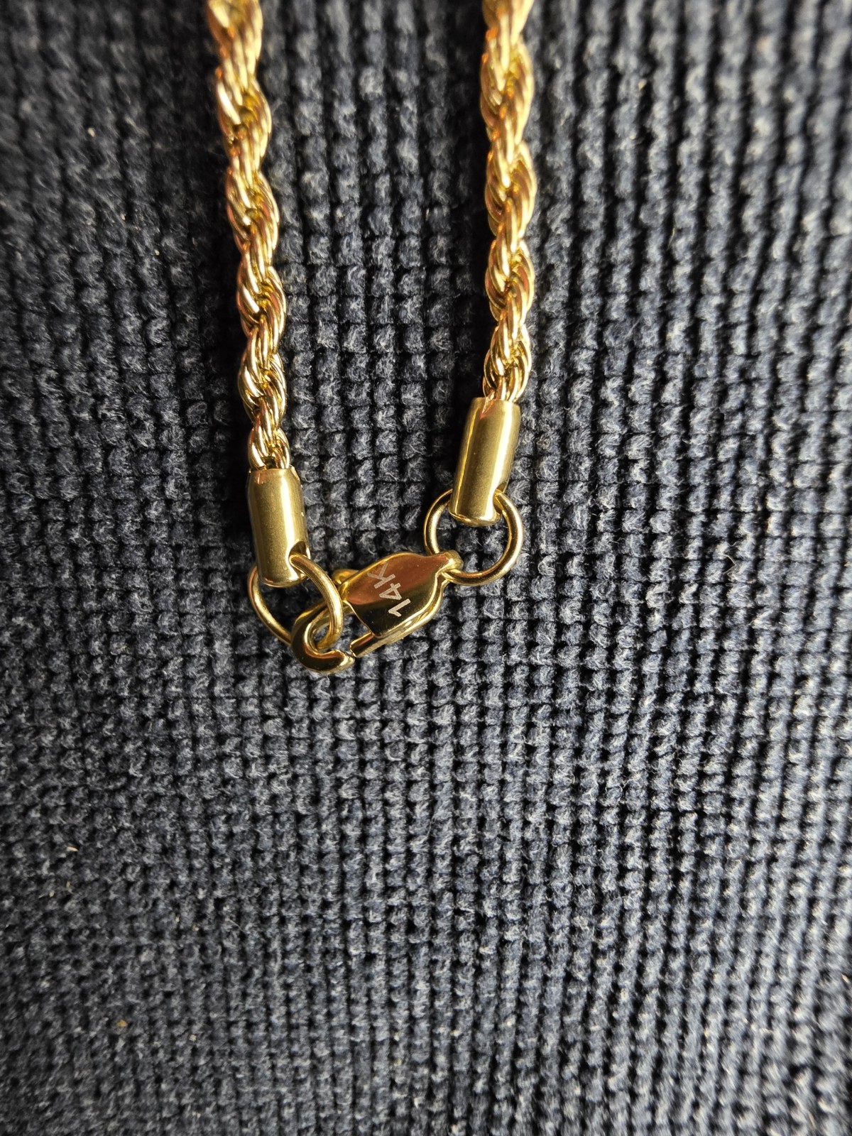 14K Yellow Gold Filled Rope Chain Bracelet 8 in Lobster Clasp Signed