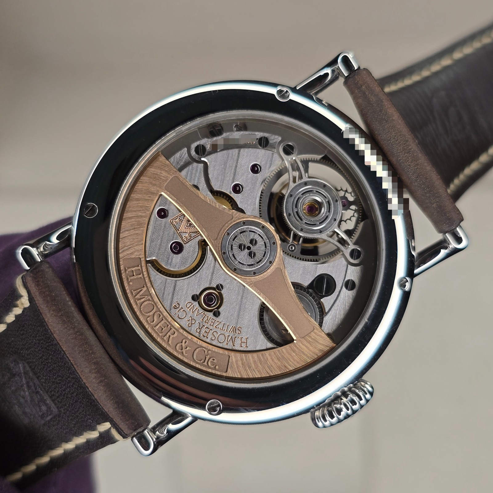 H. MOSER & CIE HERITAGE TOURBILLON 42MM 8804-1200 FUNKY BLUE FUME STEEL B&P