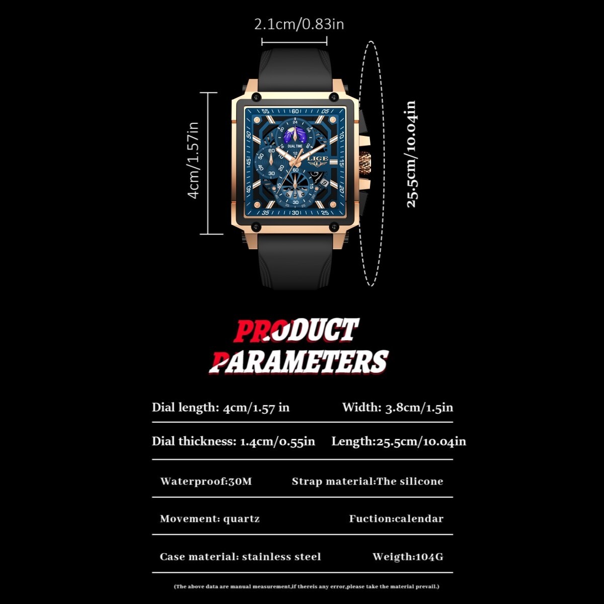 Waterproof Men Watch Quartz Luminous Date Moon image Casual Business Wristwatch