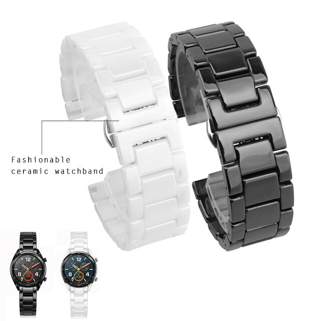 12 14 16 18 20 22mm Ceramic Steel Metal Watchband Strap Fit for Samsung + Tools