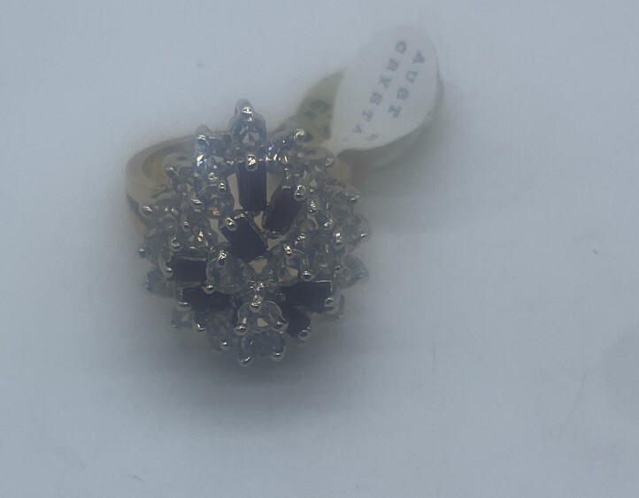 New 14K Dura-Klad Gold Electroplate Austrian Crystal Cocktail Ring Sz8 Ruby Clea