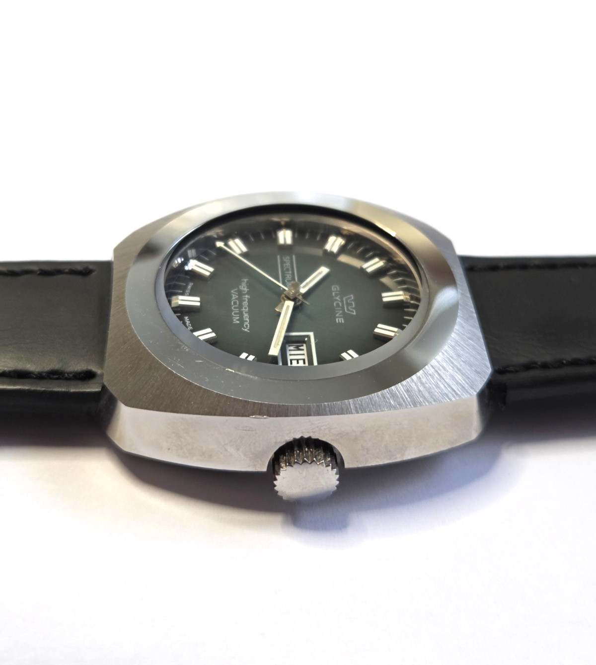 Glycine Automatic Watch Vintage Mens High Frecuency Spectrum Vacuum Gray Dial