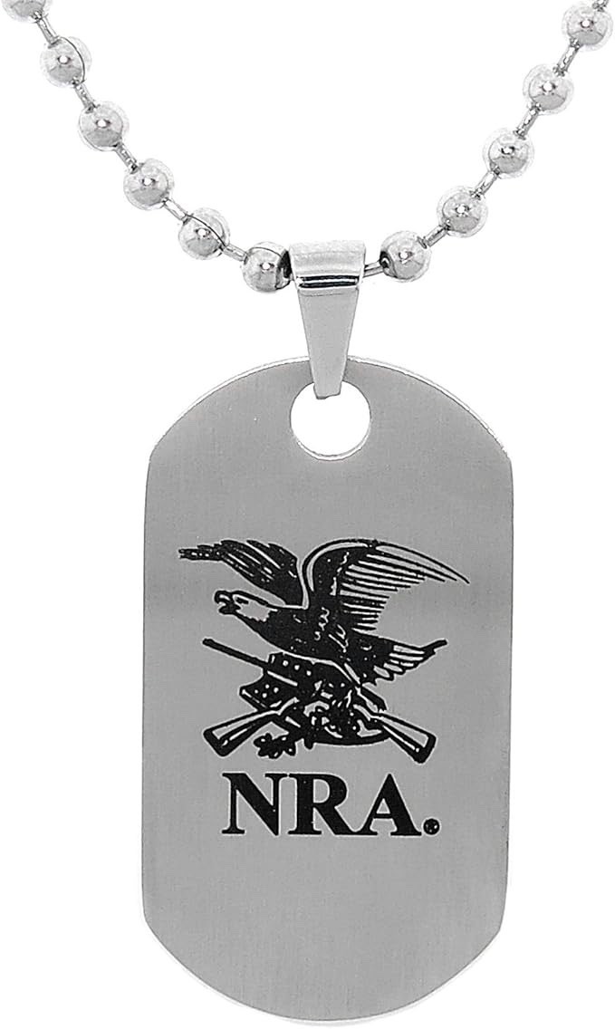 NRA 2nd Amendment Stainless Steel Eagle Two-Sided Dog Tag Necklace