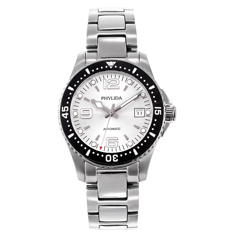 40mm Diver Watch with Miyota Automatic Classic Luxury, Lumed Silver Sterile Dial