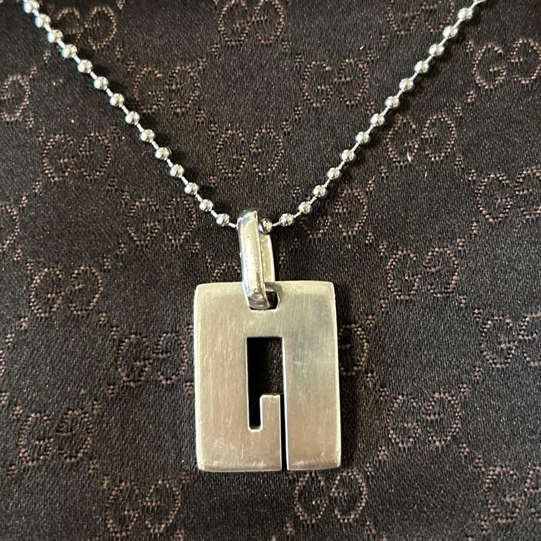 GUCCI G Plate Necklace Silver 925 Stamped.