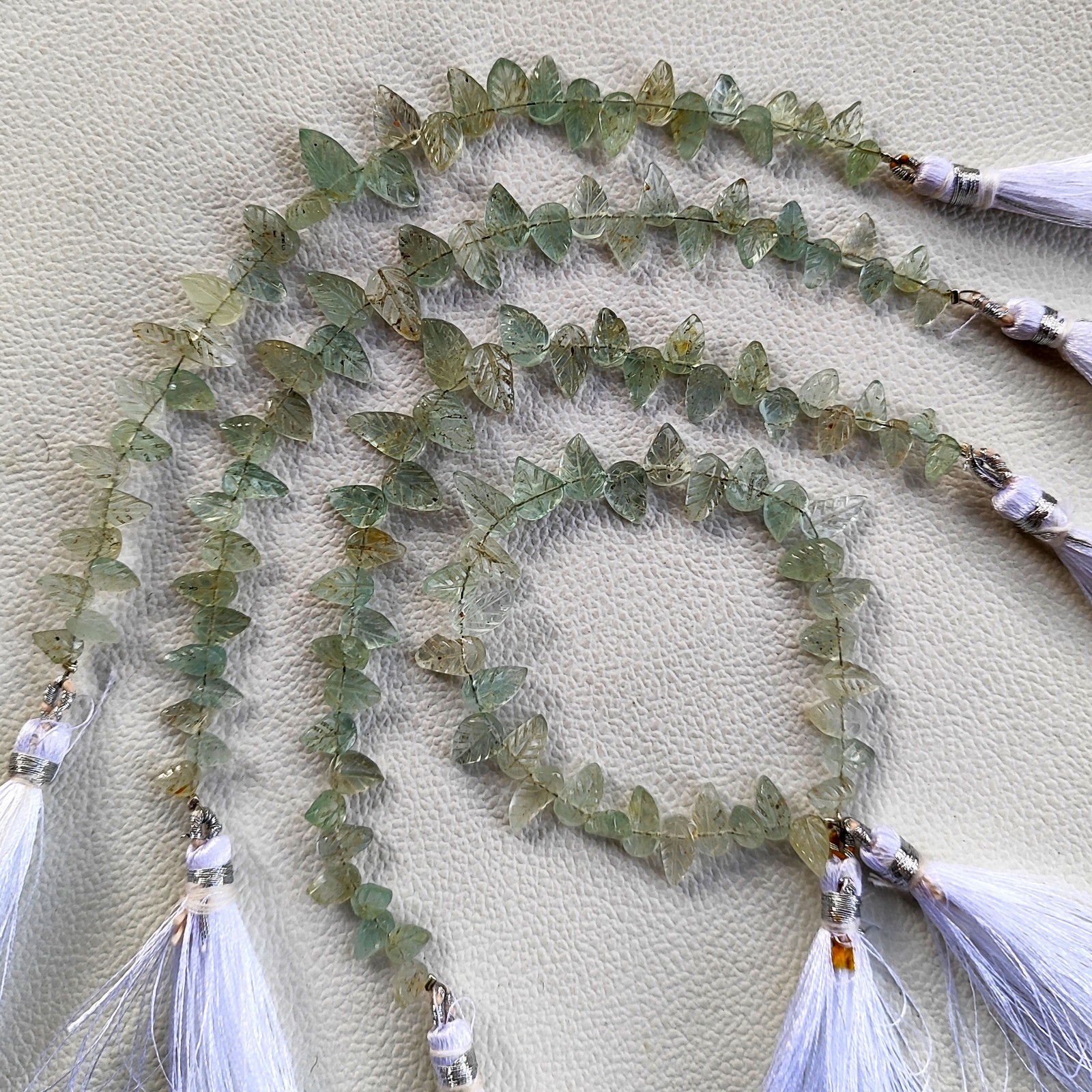 Brazil Aquamarine 6-9mm Carved Leaf Shape Beads 7 Inch Strand Natural Gemstone