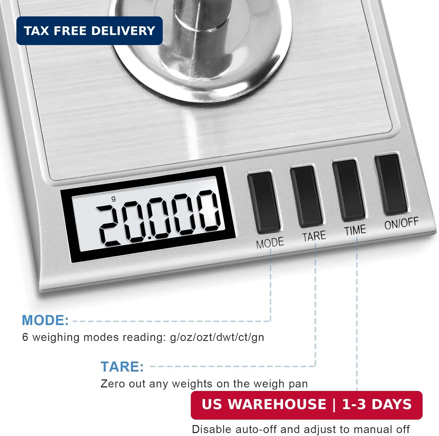 Fuzion Milligram Scale, 50g/0.001g Digital Milligram Scale with Calibration Weig