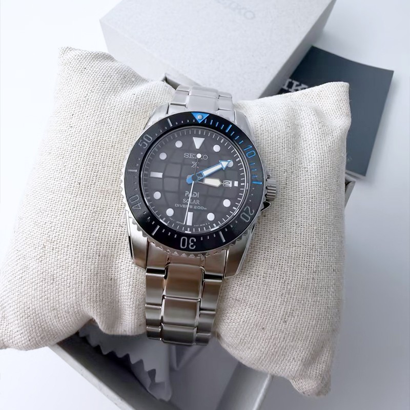 Seiko Prospex Sea Solar Power Men Black Dial Stainless Steel SNE575 Watch 38.5mm