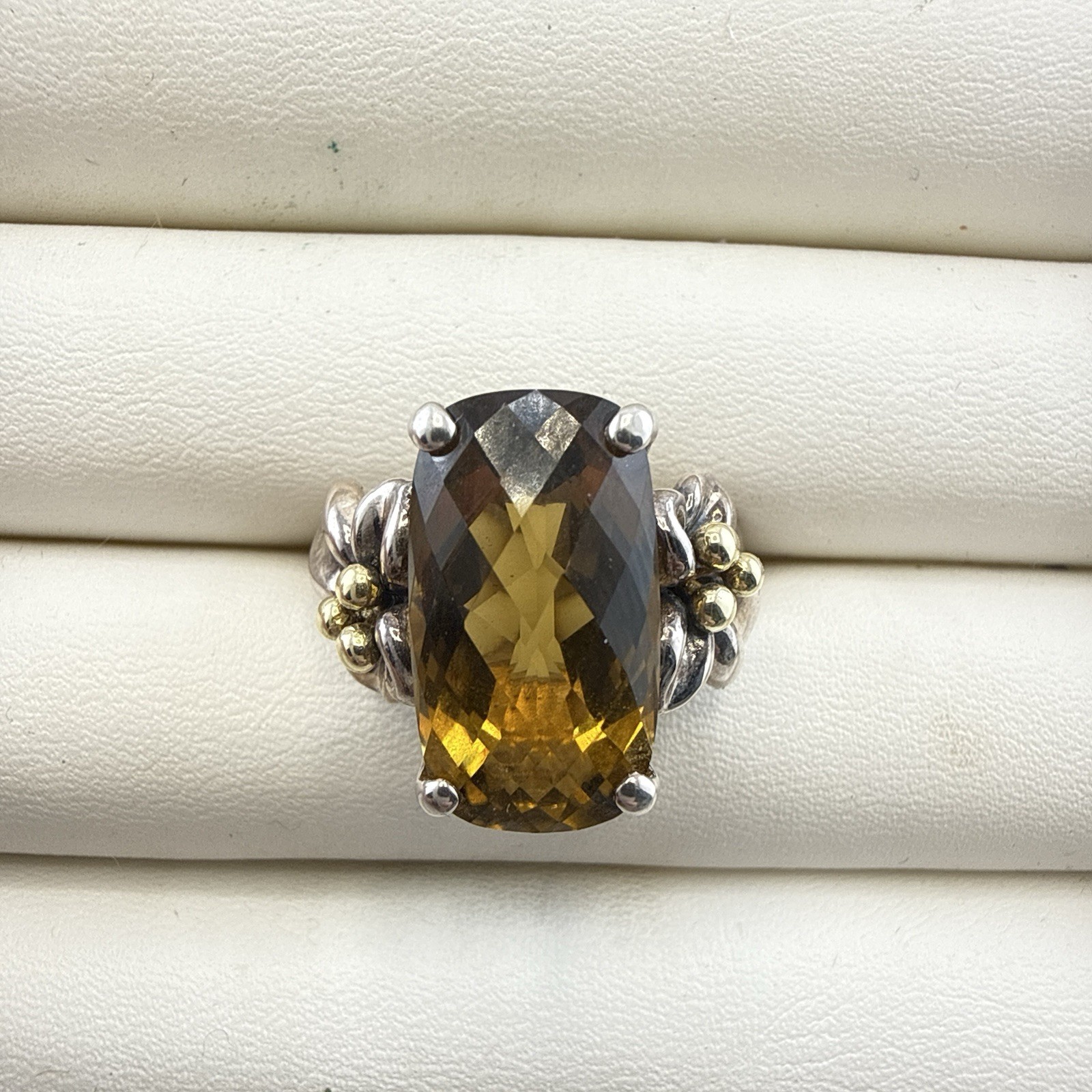 Ann King Ring Sterling Silver 18k Yellow Gold Flower Smoky Quartz Size 9 Floral