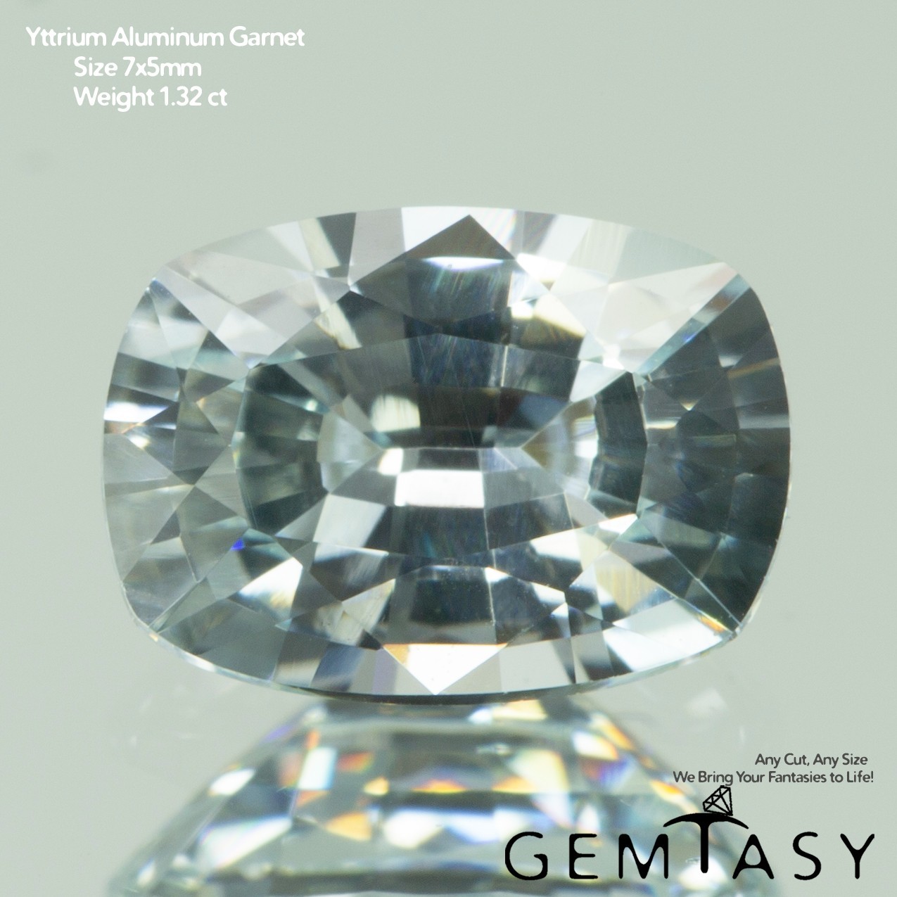 Cut stone – Aquamarine YAG Czochralski (Pulled) lab grown 7x5mm 1.32-1.54ct