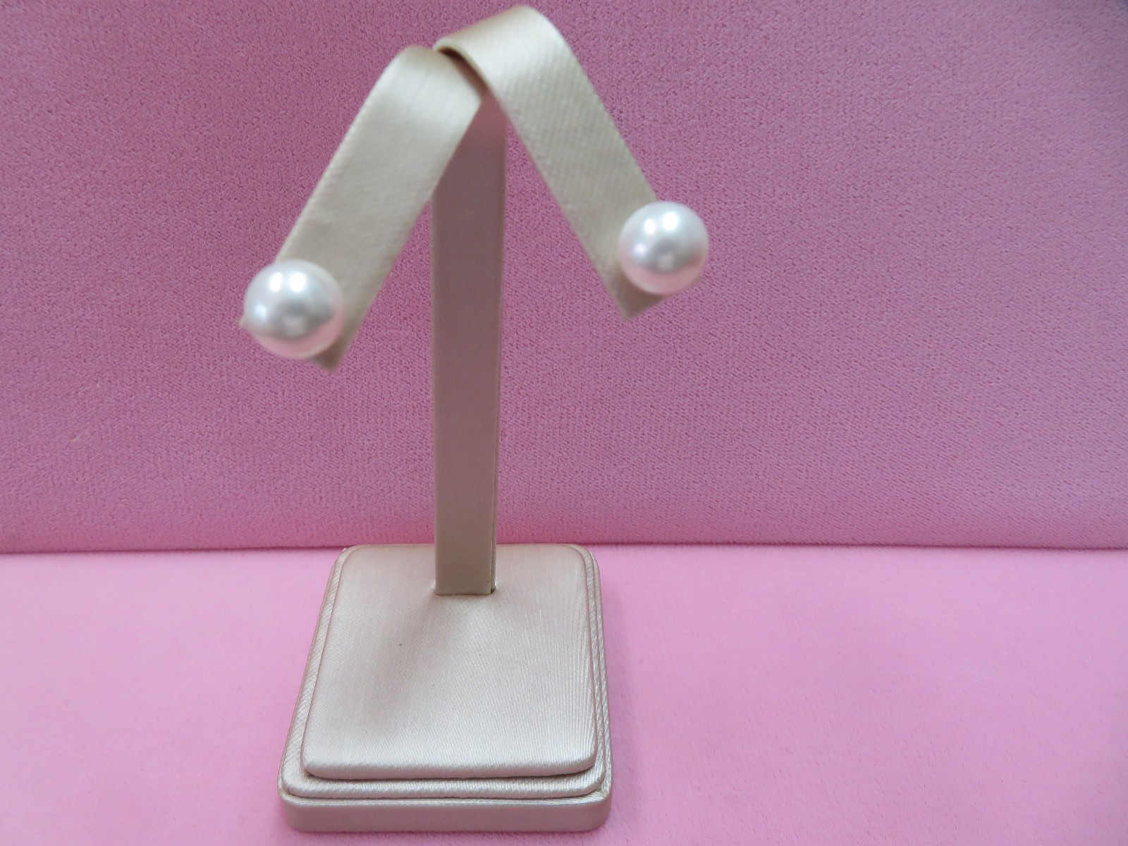 14k Solid Yellow Gold 10mm+ Pearl Stud Earrings 3.17 G (#346)
