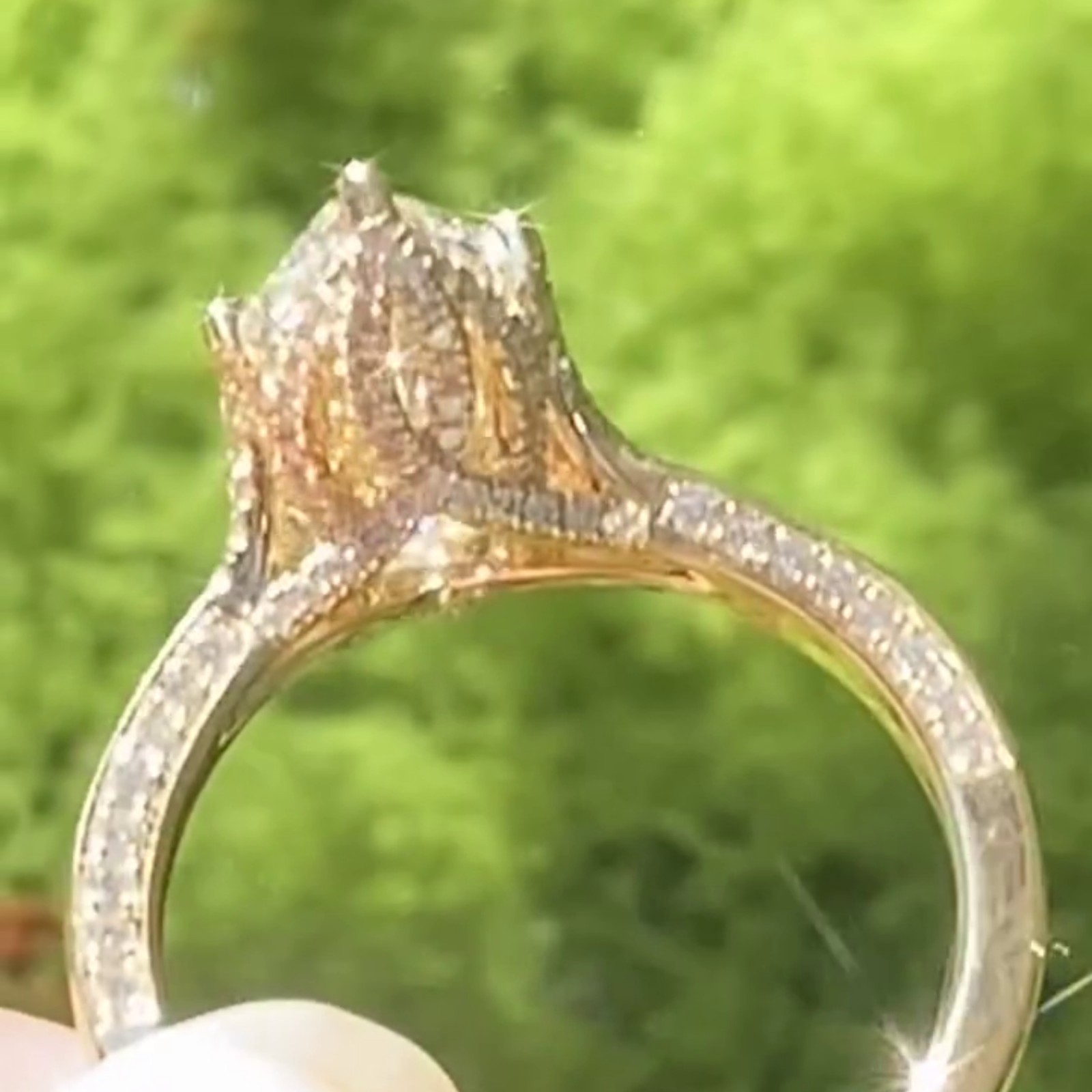 3.50CT Marquise Pave Moissanite Wedding Halo Ring 6 Prong 14K Yellow Gold Plated