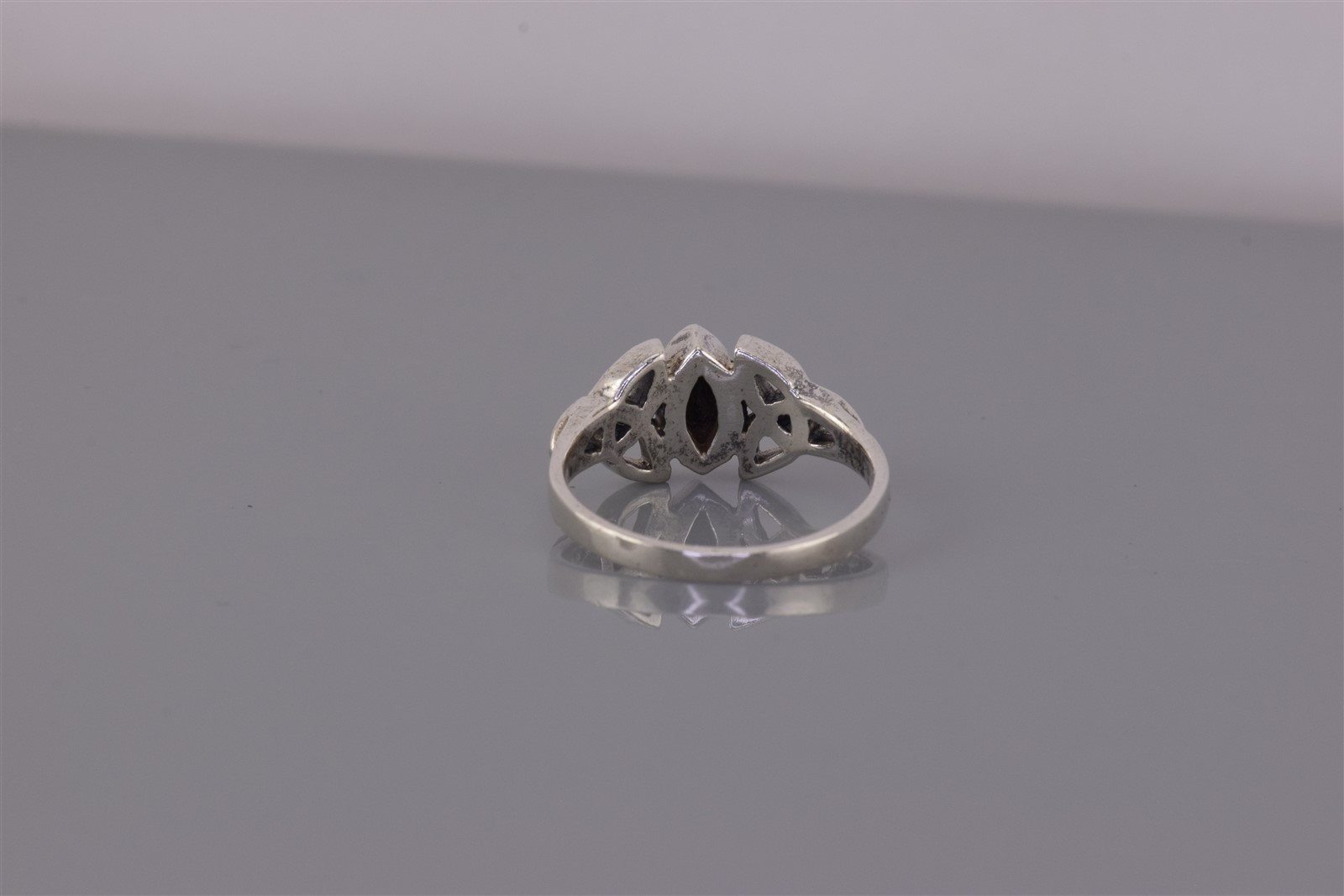 Peter Stone Sterling Silver Black Onyx Trinity Celtic Knot Band Ring 925 Sz: 7