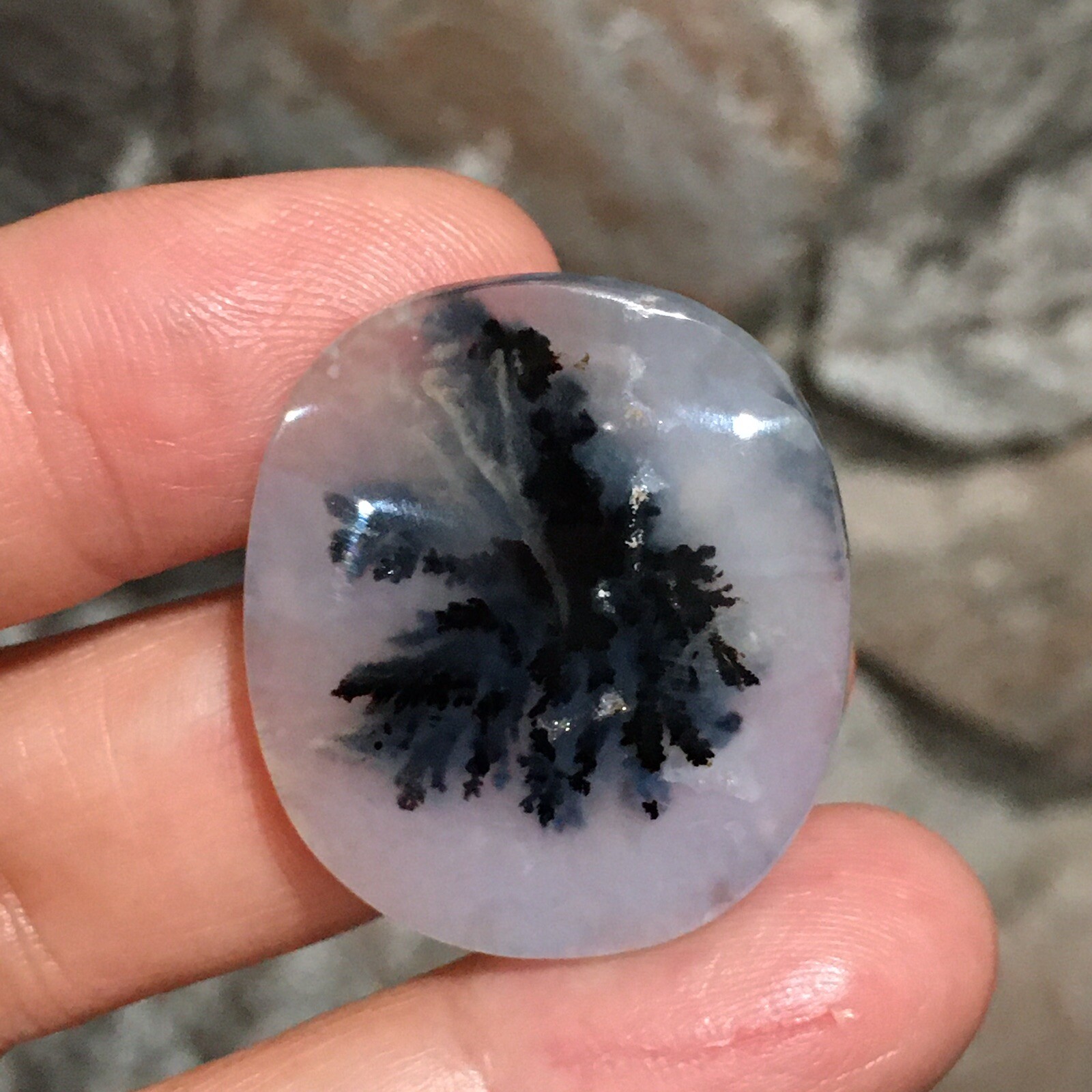 30.5x27x6mm Dendrite Agate Picture Cabochon Loose Stone