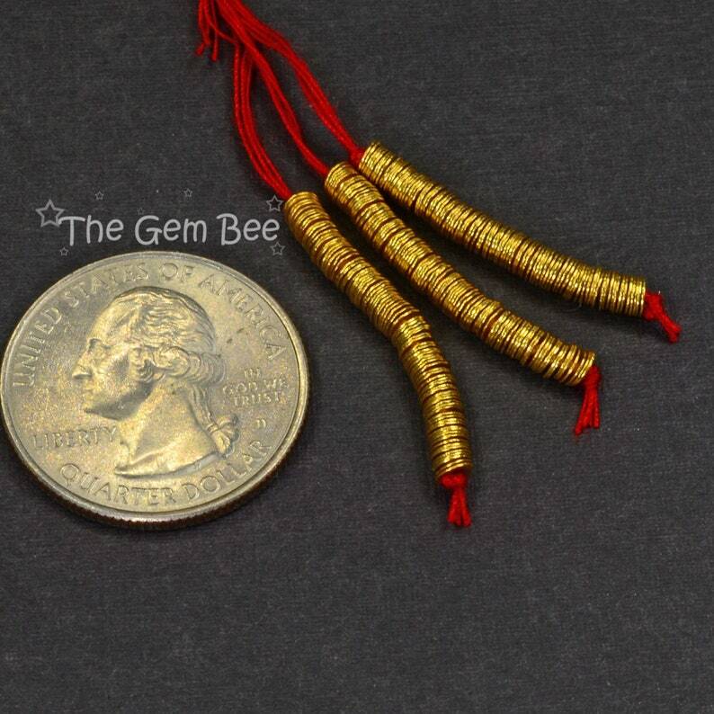 3mm 18k Solid Yellow Gold Handmade Thin Disc Spacer Findings Beads (10)