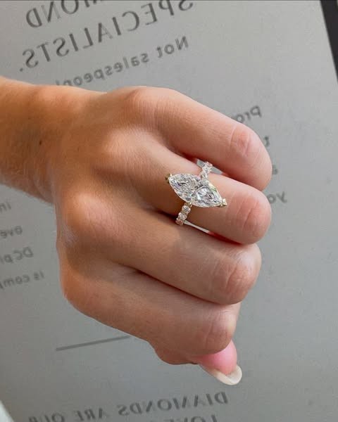Luxury Jewelry 3.35 Ct Marquise Cut Lab Grown Diamond Ring Solid 14K Yellow Gold