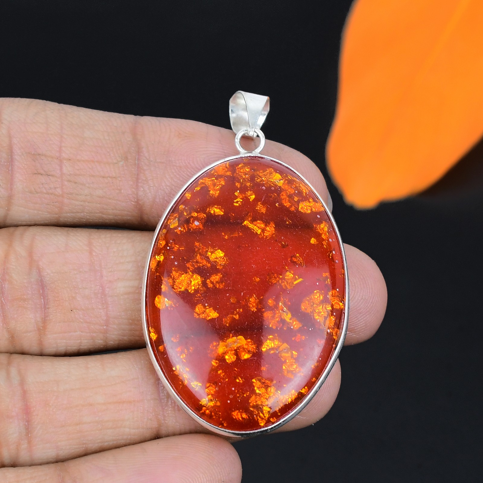 Baltic Amber Gemstone Handmade 925 Sterling Silver Jewelry Pendant Gifts