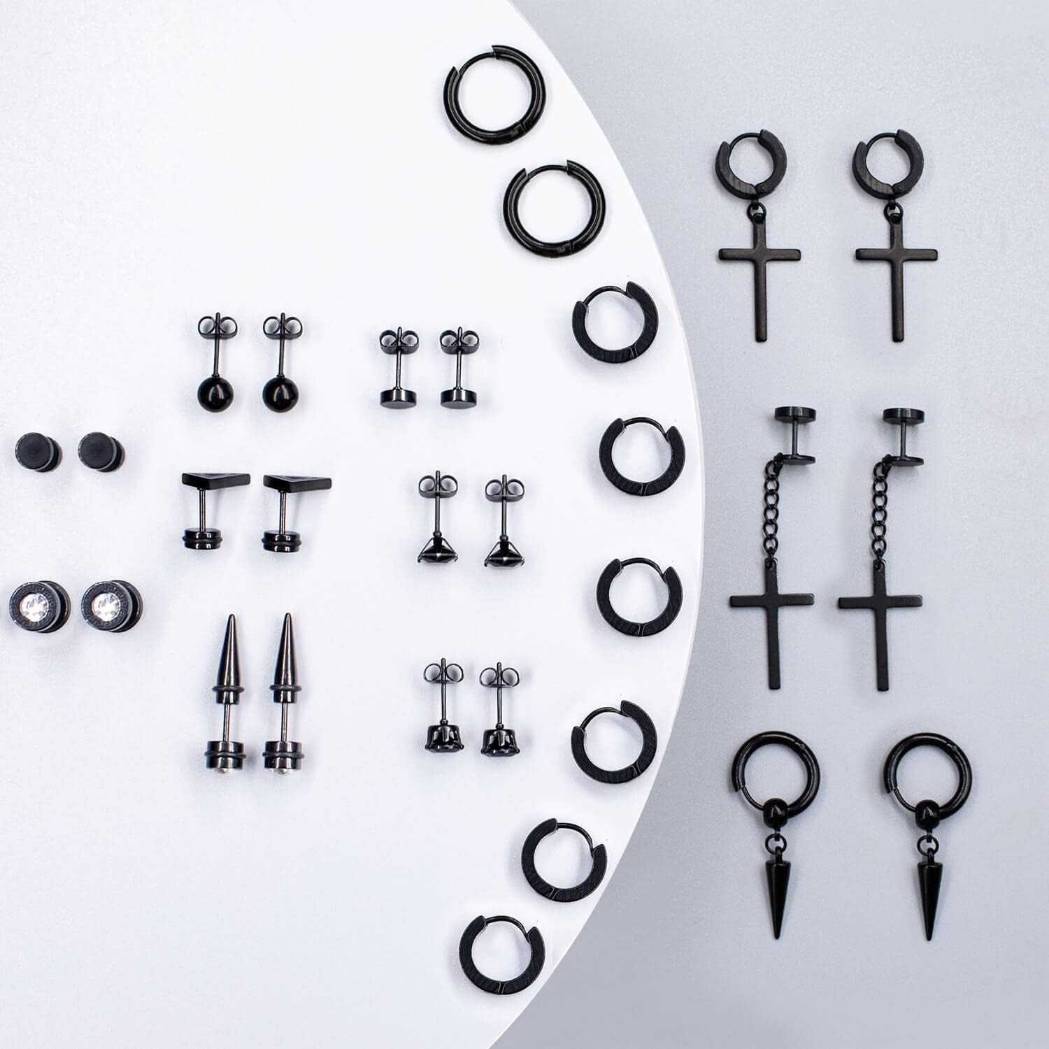15 Pairs Earrings for Men Stainless Steel Earrings Stud Kit for Men Women Fashi