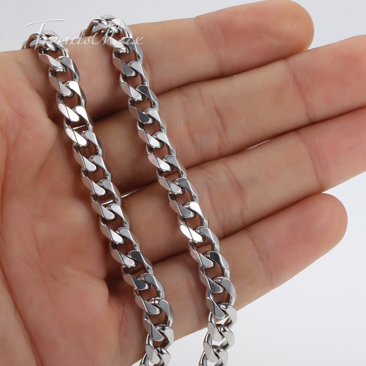 Silver Stainless Steel Cuban Curb Chain Necklace Mens Womens 3/5/7mm 16-36inches