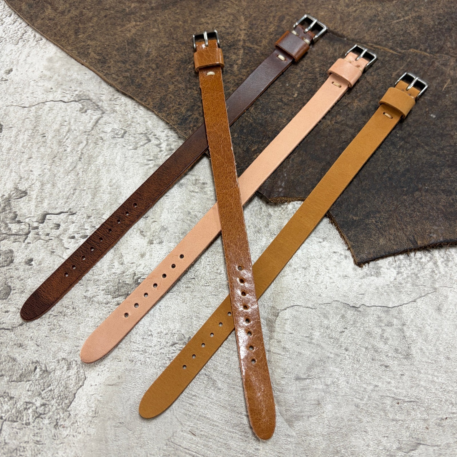 Size 12/14/16mm Handmade Vintage Leather Fixed Lug Watch Wrist Strap Band #138B