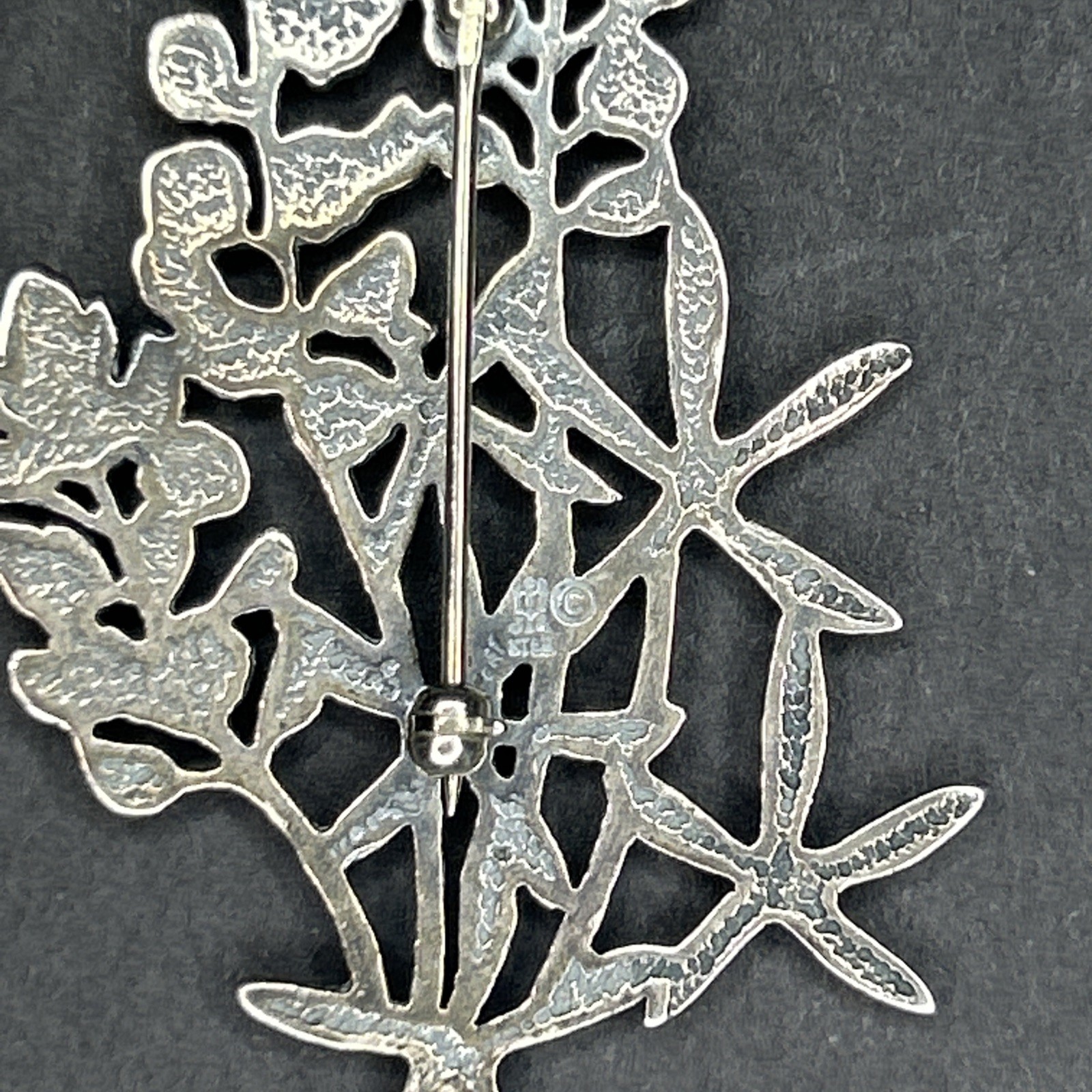 James Avery Large Texas Bluebonnet Flower Brooch Pin Vintage Sterling