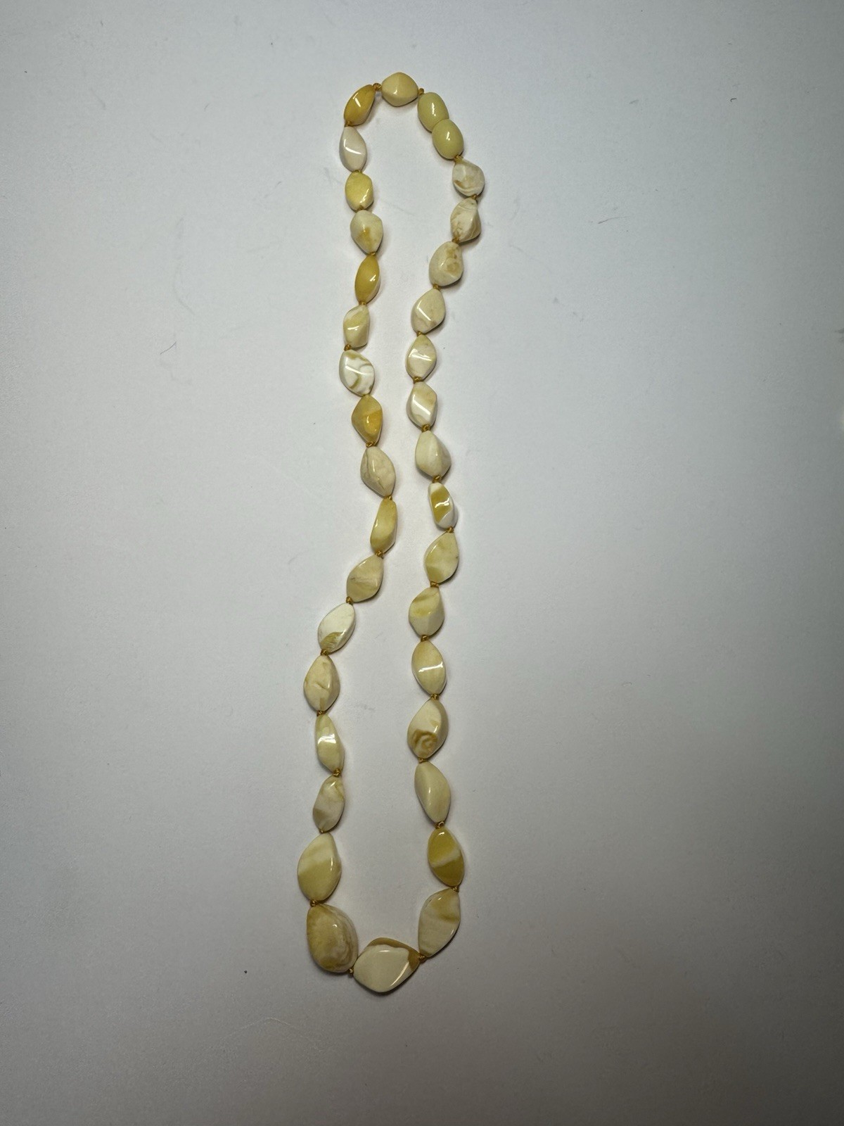 Natural Baltic Amber Bead Necklace – Rare White Milky Amber – 10.5g – 46cm