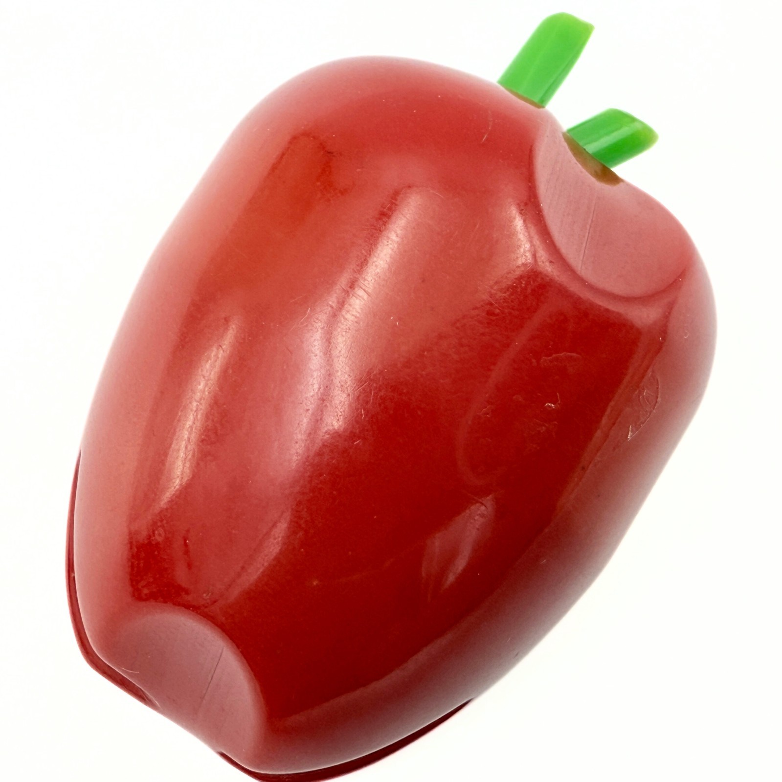 Vintage Harvest Themed Carved Red Bakelite Bell Pepper Brooch