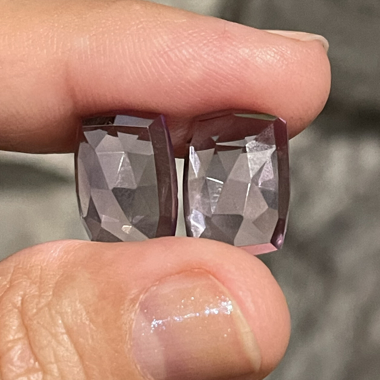 11.6ct 14.4c10.5×4.4mm Pair Pink Faceted Amethyst Rose Cut Cabochons Gems