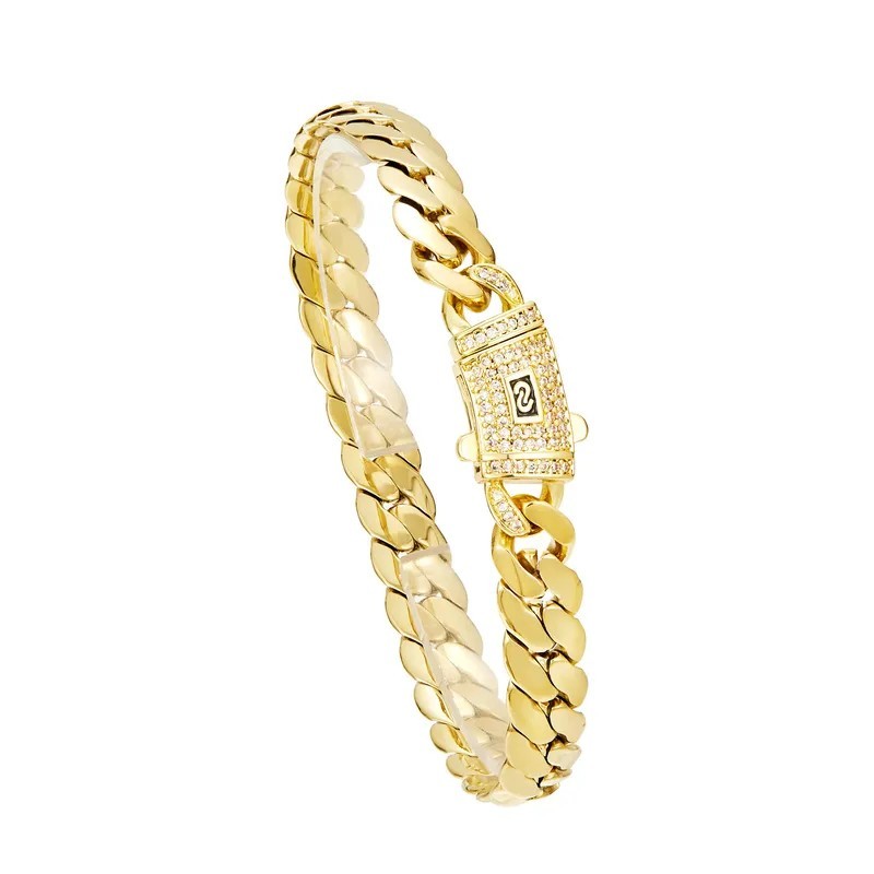 Collar De Eslabones De Cadena Cubana Para Hombres En Color Oro 14k.