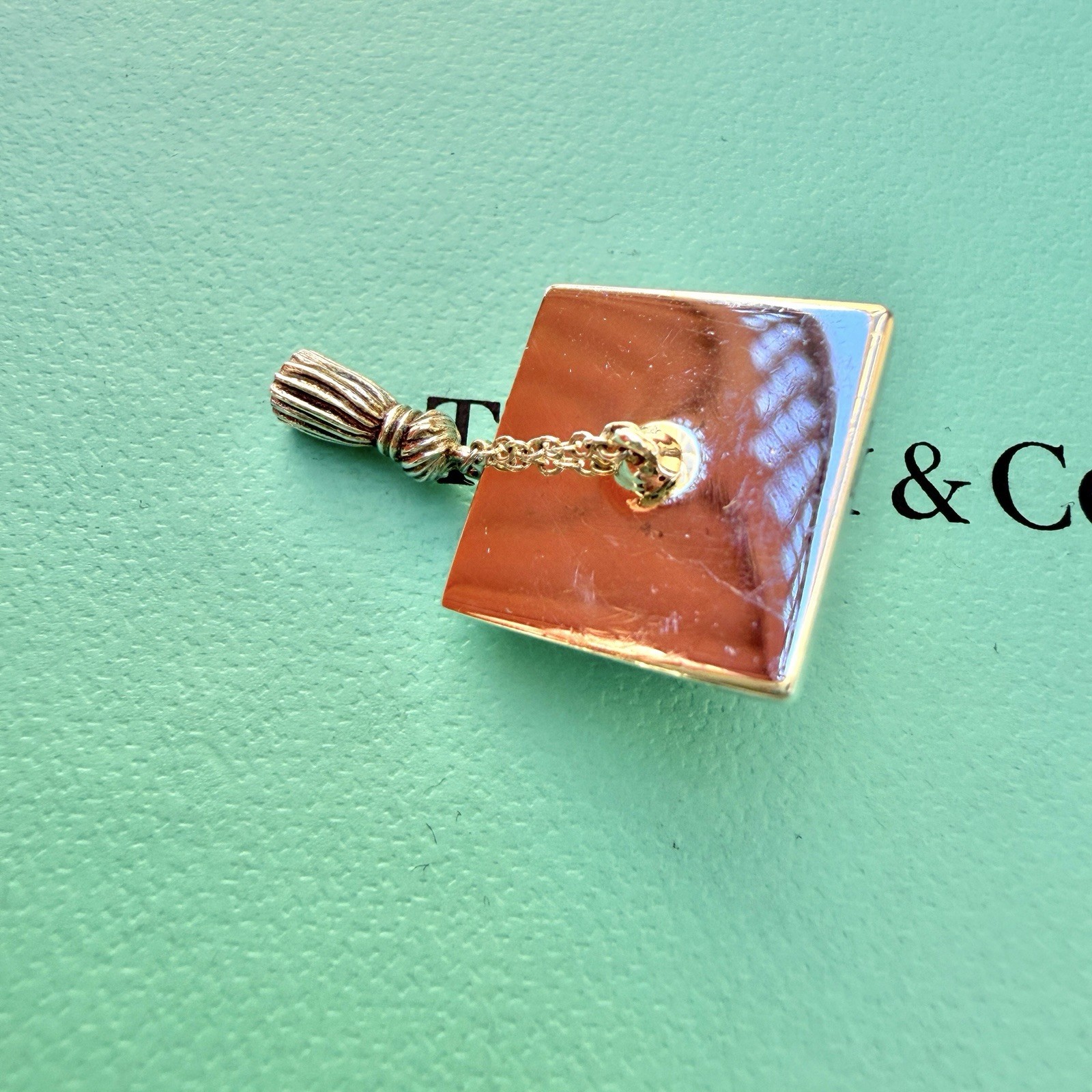 Authentic Tiffany & Co Silver Graduation Cap And Tassel Pendant Charm