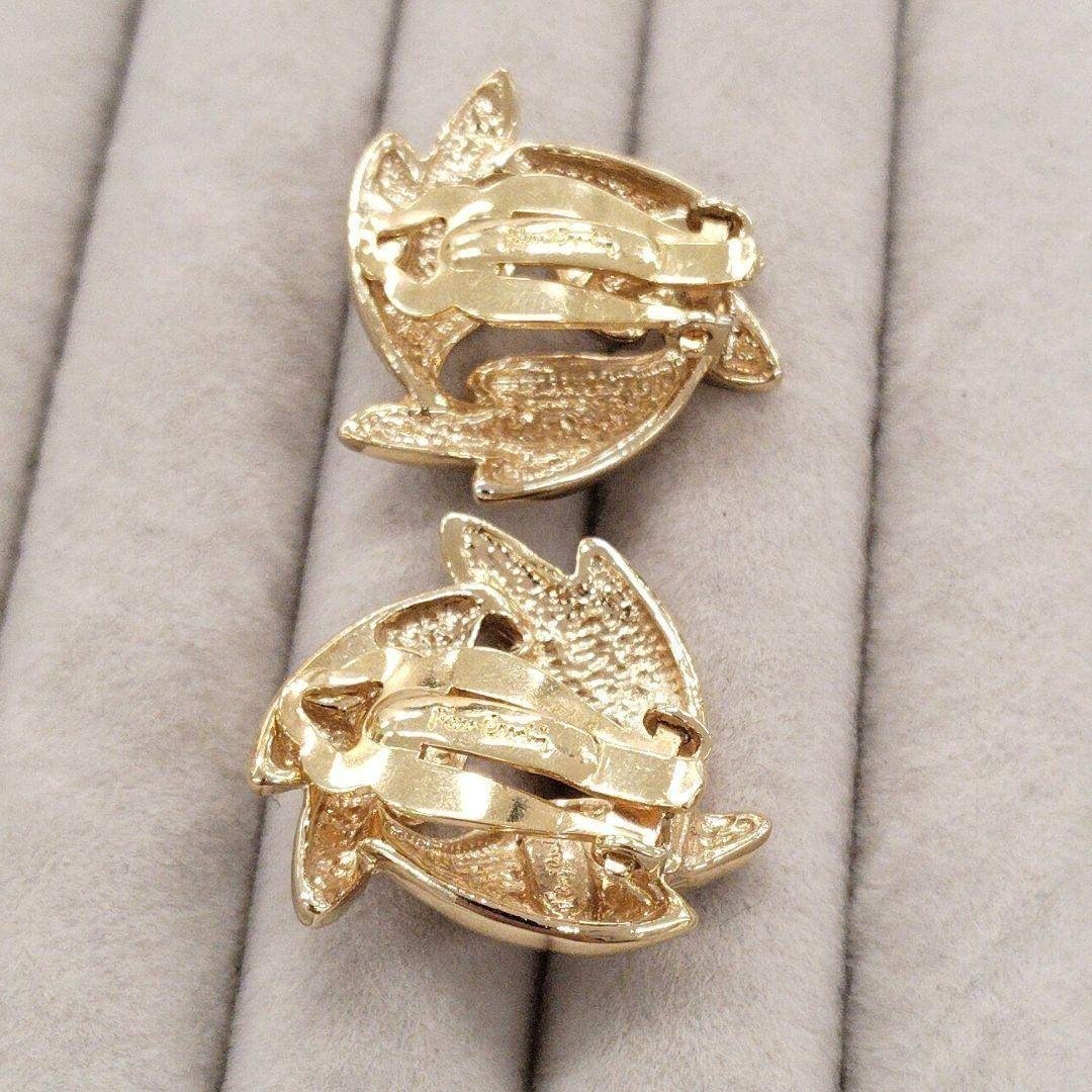 Near mint Pierre Cardin Leaf Design Earrings with Crystals